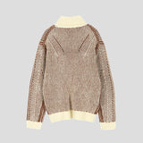 Mix Wool High-Neck Knit Zip-up
