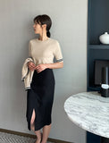 Sade Color Matching Short Sleeve Knit