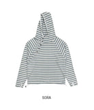 Puring Striped Diagonal Button Warmer Hoodie