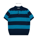 Boucle stripe collar knit