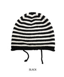 Striped Back Strap Wool Beanie