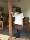 [BAONHAUS] Fahin Linen Frill Short Sleeve Blouse