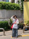 [BAONHAUS] Zmenz Seersucker Summer Banding Wide Pants