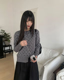 Honey round neck dot knit cardigan