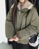 Leyou High Neck Two-Way Fur Padding Jumper