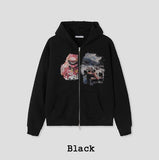 Book Vintage Racing Printing Hood Zip-Up