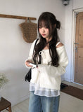 Kwan Frill Sleeveless Ribbon Cardigan Set
