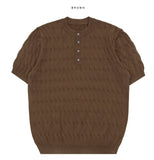 Henley Neck Cable Short Sleeve Knit
