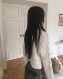 Ar Big Collar Fur Angora Two-Way Knit Zip-up