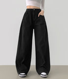 4-Season Hem Snap Long Wide Cotton Pants