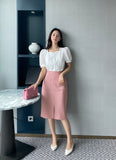 Roble Heart Neck Puff Blouse