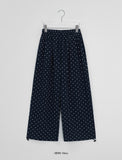 Giltes Dot Cotton Banding Wide Pants