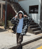 Kitsch hooded balloon check shirt
