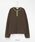 [unisex] Damok Henry Neck Waffle Over Long Sleeve Tee