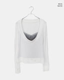 [Fake Layered] Ridan Lace Slim-Fit Layered Long-Sleeve T-Shirt