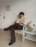 Lot cable button collar knit