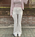 Classic Slim Fit Banding Hip Pad Bootcut Cotton Pants