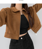 Suede Collar Crop Jacket