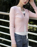 Soap Ribbed Slim Fit Tight Long Sleeve Knit Cardigan