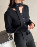 Rasche V-neck ribbed tie cardigan