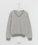 Ttet Stripe Wool V-Neck Knit