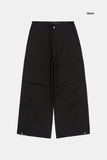 Twill snap wide cotton pants