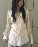 [Fake Layered] Lipti Dot Layered Cardigan T-shirt