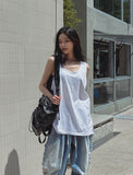 Side Damage Balloon Banding Denim Pants