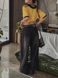 McCoy pintuck denim wide pants