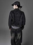 Grunge dark denim short jacket