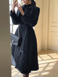 [Basic Fit] Dayk Collar Quilting Padding Coat (Belt Set)