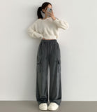 Corduroy Microfiber Velvet Pocket Cargo Long Wide Banding Pants