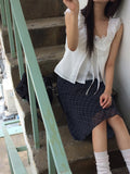 Conse Chiffon Check Midi Skirt