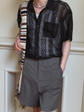 Pla Embroidery Punching Short Sleeve Shirt