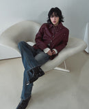 Star stud track line leather jacket