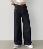 4 Seasons Non-fade Raw Back Banding Wide Fit Denim Pants