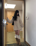Ond Shoulder Slit Cable Knit One Piece