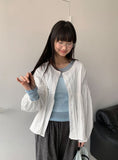 Kentit Stripe Shirring Button Blouse