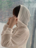 Huuri Summer Punching Hood Zip-up Cardigan