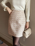 Shumed Pearl Tweed H-Line Mini Skirt