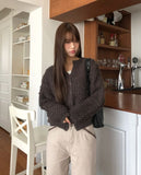 Yufit Fluffy Wool Fur Long Sleeve Cardigan