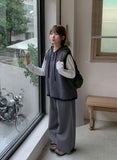 Deranki Stripe Over Hood Knit Vest