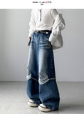 Bin Damage Layered Wide Denim