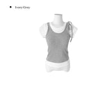 Ideul Layered Ribbed Ribbon Bustier Short Sleeve T-Shirt