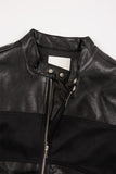 Velour leather zip-up rider jacket