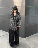 Edo Overfit Check Hood Shirt
