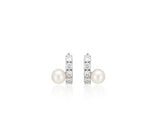 Essence Silver (W) Moissanite Freshwater Pearl Earrings 5mm