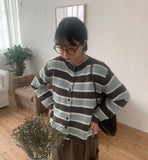 Senki Round Stripe Knit Cardigan