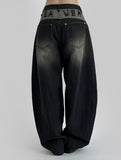 Embroidered Patch Wide Denim