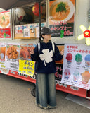 Ikoi Vintage Fringe Washed Denim Long Skirt